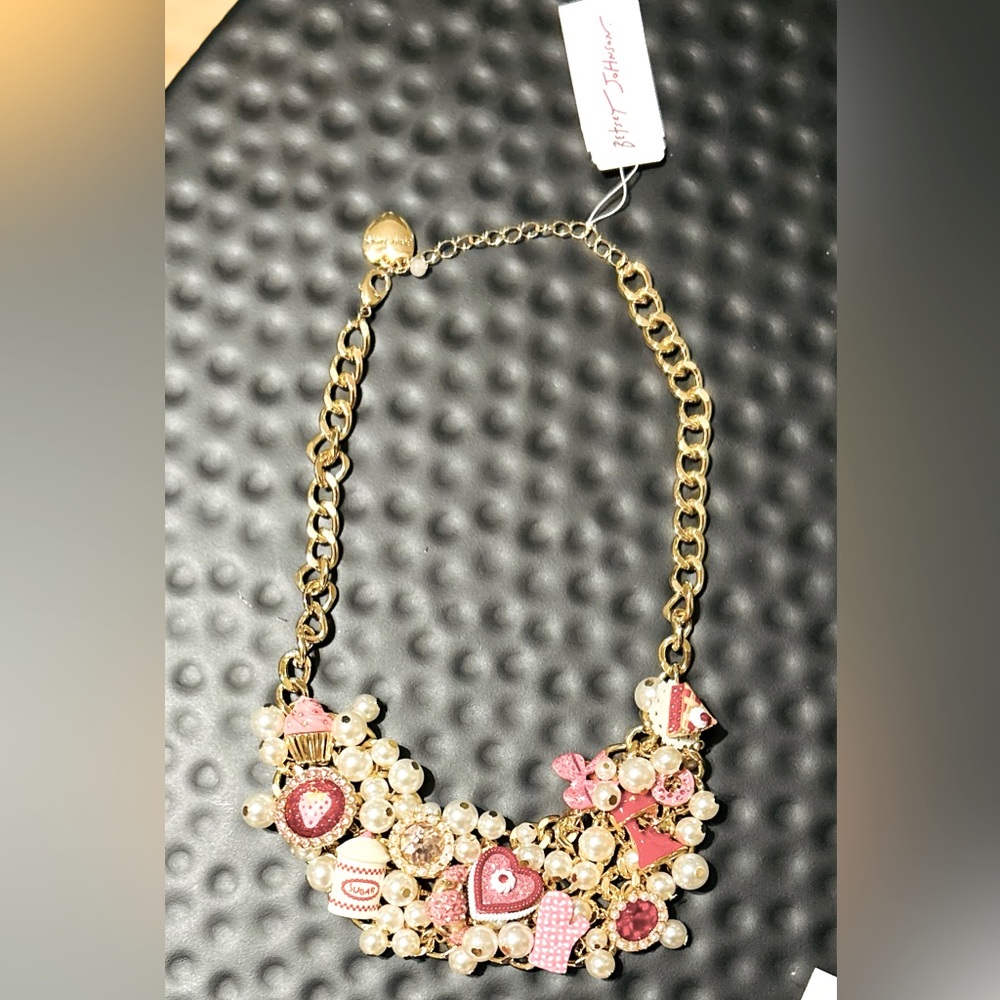 Betsey Johnson Baby Cakes Statement Necklace Pink Baking Charms